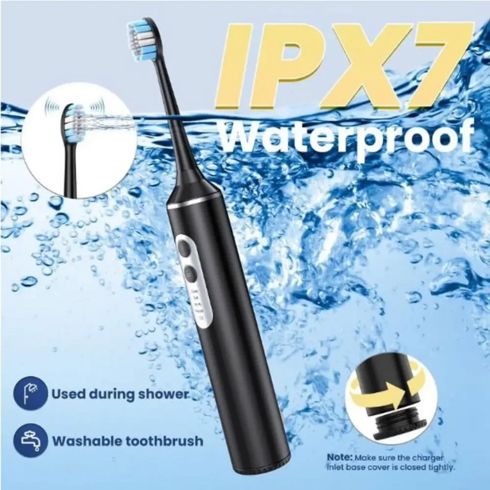 Speed Sonic Electric Toothbrush 3 Soft Bristle Heads IPX7 Waterproof Wireless